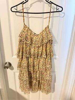 Yellow Floral Tiered Ruffle Sundress